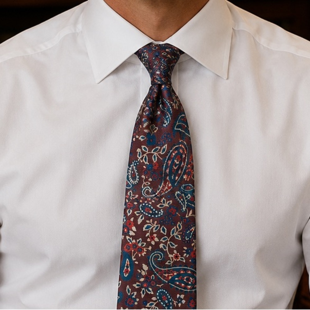 Kiton Brown Paisley Silk Tie